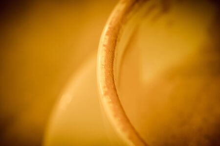 dirty coffee cups.Vintage  style color effect.Focus on the glassの写真素材