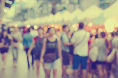 Blur people walking the streets.Vintage style color effectの写真素材