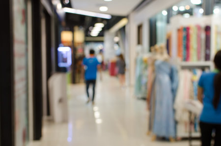 Abstract of blurred fabric shop.