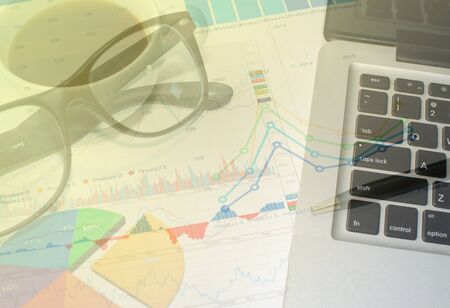 Financial papers, pen supplies closeupの写真素材