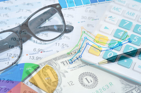 Business diagram on financial reportの写真素材