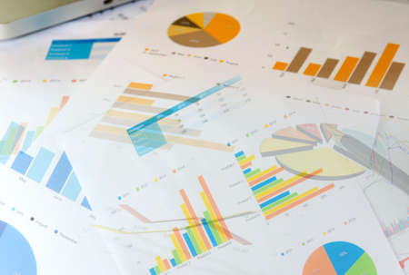 Black pen on finance report.business conceptの写真素材