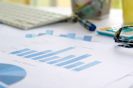 business documents with charts growthの写真素材