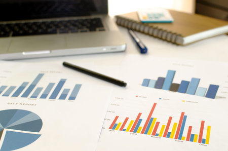 business documents with charts growthの写真素材