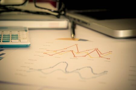 business documents with charts growthの写真素材