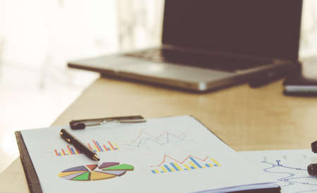 business documents with charts growthの写真素材