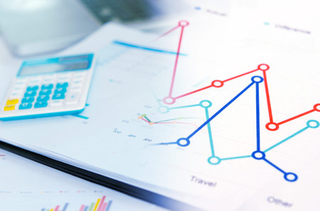 Financial graphs analysis and pencile.Business Concept