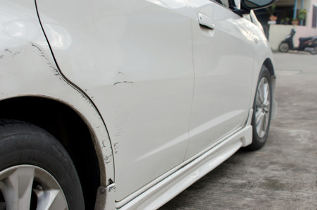 Car accident, damaged vehicle after crashの写真素材