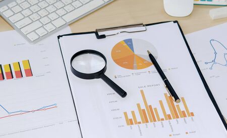colorful graphs, charts, marketing research and business annual report backgroundの写真素材