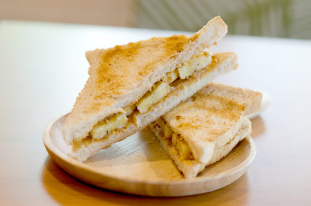 Banana bread filling on disk.