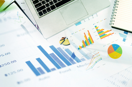 Financial graphs analysis and pen.Business Conceptの写真素材