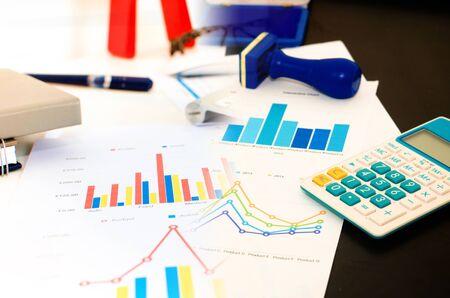 business documents with charts growthの写真素材