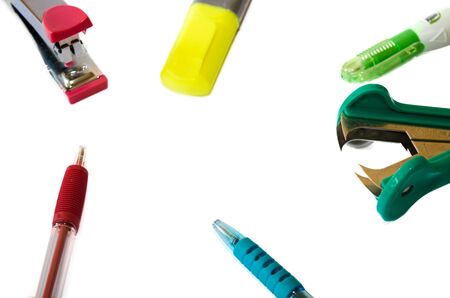 office supplies , business accessories on white background.の写真素材