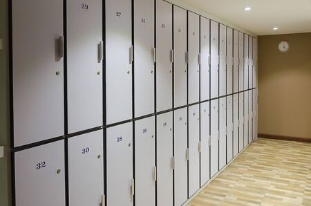 close up on lockers in gymの写真素材