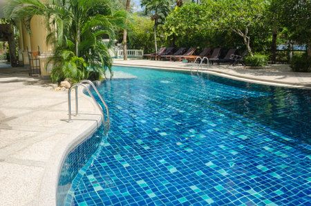 beautiful swimming pool in tropical resort
