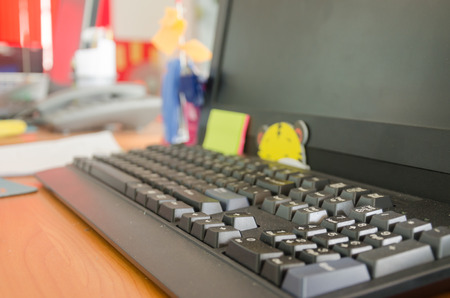 close up keyboard computer on desk.の写真素材
