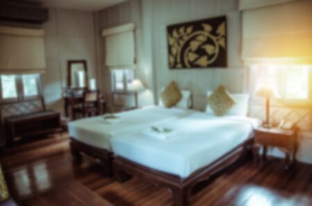 Abstract blur beautiful luxury bedroom interior. product for background usage . filter vintageの写真素材