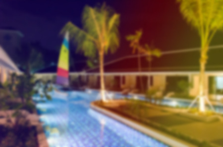 Abstract blur swimming pool in hotel resort for backgroundの写真素材