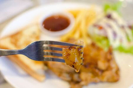 Chicken Steak with French Fries.の写真素材