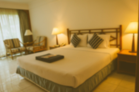 Abstract blur beautiful luxury bedroom interior. product for background usage . filter vintageの写真素材