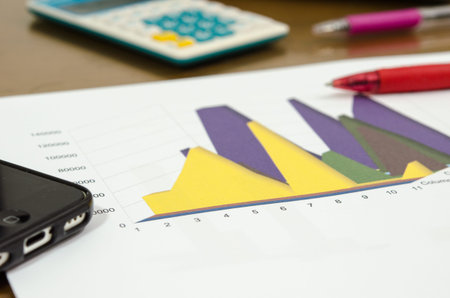 Charts, diagrams, tables. Workplace for the business person.