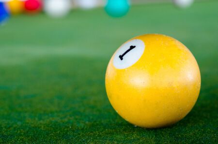 Billiard balls in a pool table.の写真素材
