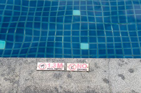 The edge of the deep water pool is 1.3 meters.の写真素材