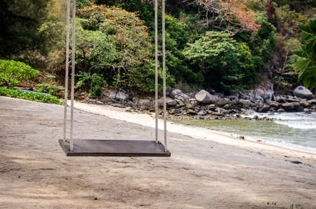 swing on the beach at phuket, Thailand.の写真素材
