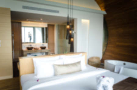 Abstract blurred  and defocused bedroom and the interior for the background.の写真素材