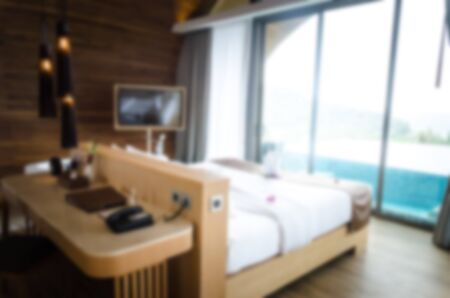 Abstract blurred  and defocused bedroom and the interior for the background.の写真素材