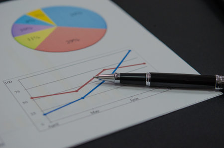 Blue and red line business and pen