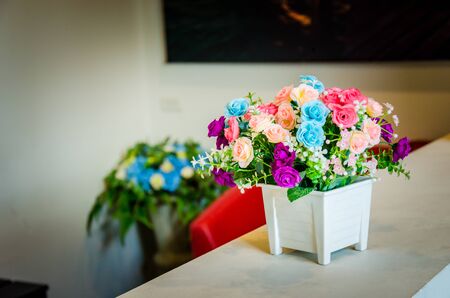 Vintage roses in a potの写真素材