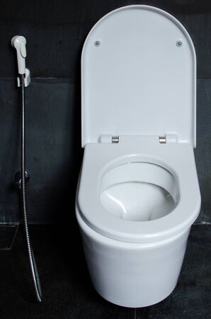 White toilet bowl in the bathroom.の写真素材