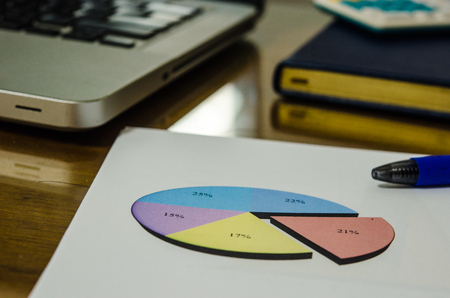 Business documents, analysis and graph on desk.の写真素材