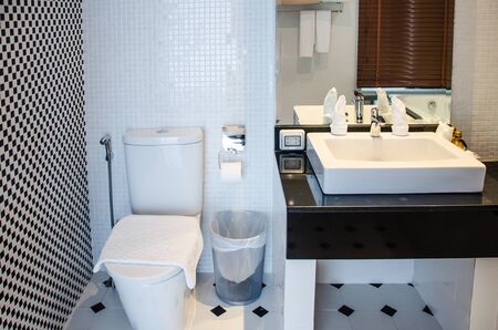 Toilet and sink in the bathroom luxury.のeditorial素材