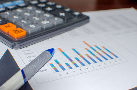 chart analysis business report on deskの写真素材