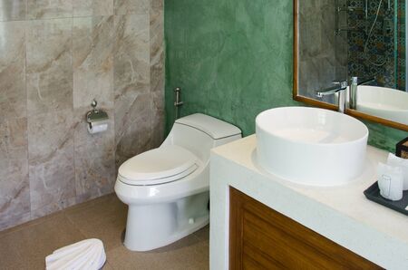 Toilet and sink in the bathroom luxury.の写真素材