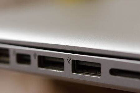 Close up usb port laptop.の写真素材
