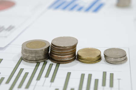 Business workplace with papers for financial planning.の写真素材