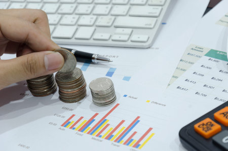 Business man investment analysis graphs.の写真素材