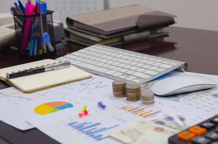 Business financial planning and documents graph,  money. Business report financeの写真素材