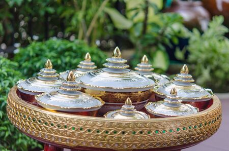 Benjarong (A traditional Thai five-colored famous porcelain in the Rattanakosin period)の写真素材