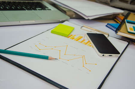 Graphs, charts, business table. The workplace of businessの写真素材