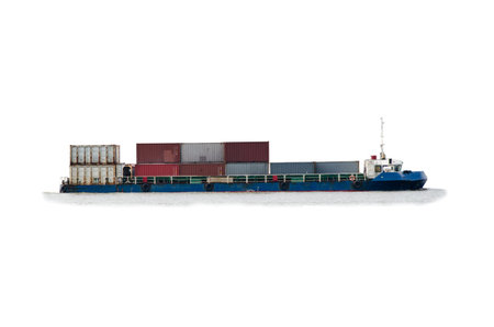 Container ship on white background.