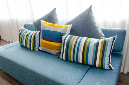 Modern living room and cushions on the sofa.の写真素材