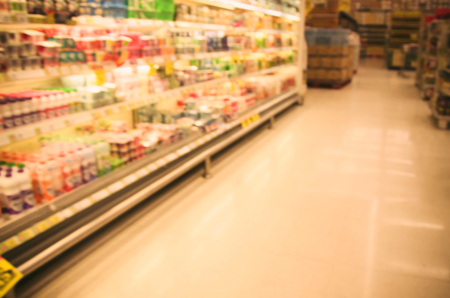 Blur the supermarket in the mall. Use as background image.の写真素材