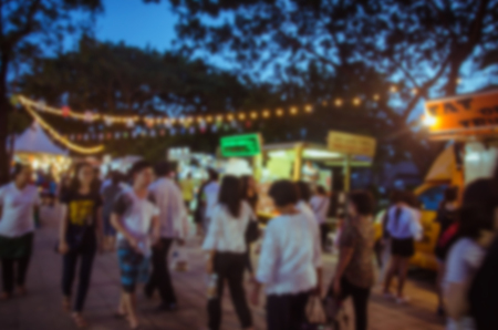 Abstract blur people  food festival in market.as backgroundの写真素材