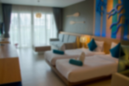 blur bedroom interior for background.can be used for displayの写真素材