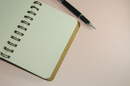 Top view with copy space, Blank notebook, on backgroundの写真素材
