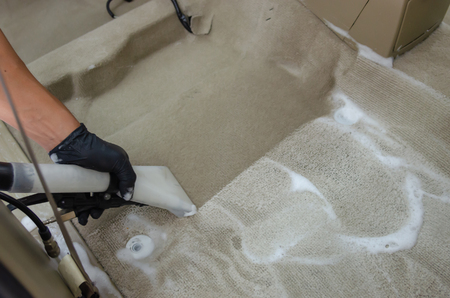 Wash the car carpet.Detailing on interior of modern car.の写真素材